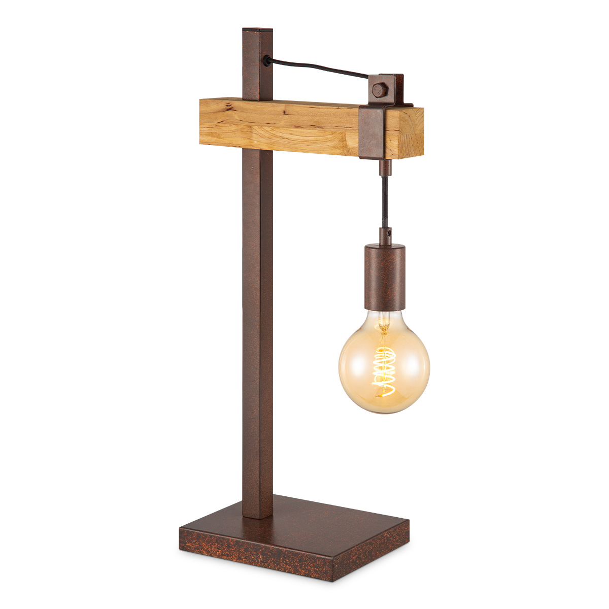 Home sweet home tafellamp Denton - hout / roest